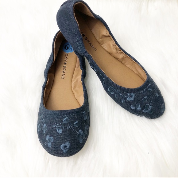Lucky Brand Shoes - Lucky Brand Floral Denim Ballet Flats Size 6.5